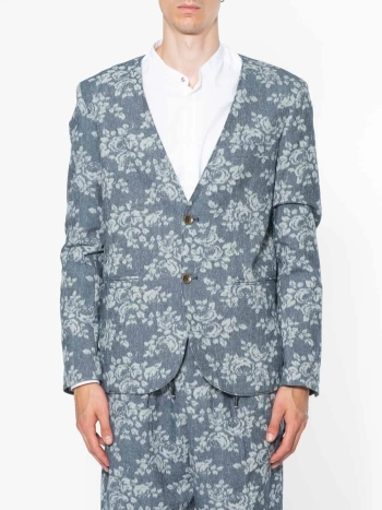 JAQUARD EFFECT DENIM SHAWL JACKET