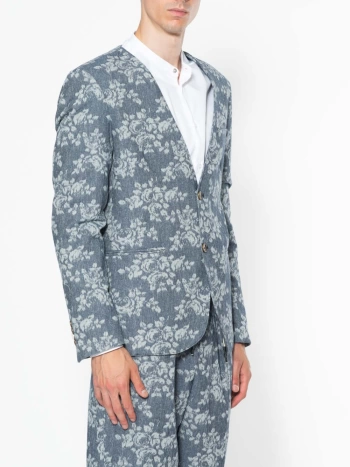 JAQUARD EFFECT DENIM SHAWL JACKET