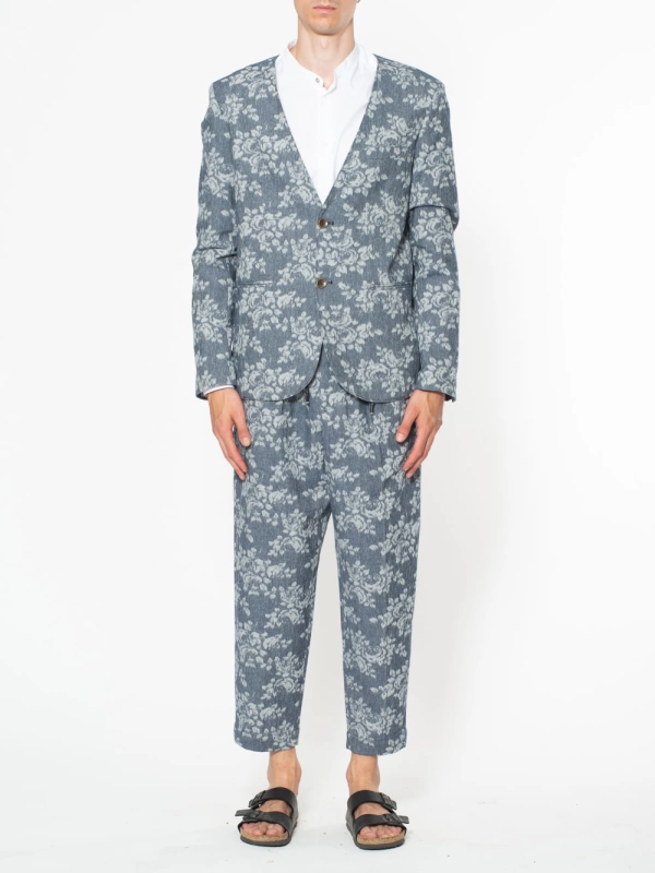 JAQUARD EFFECT DENIM SHAWL JACKET