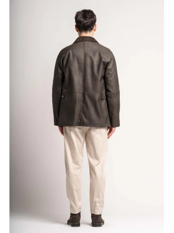 OILED JACKET WITH VELVET COLLAR