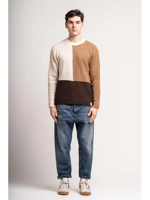BLOCK COLOR BOUCLE' SWEATER