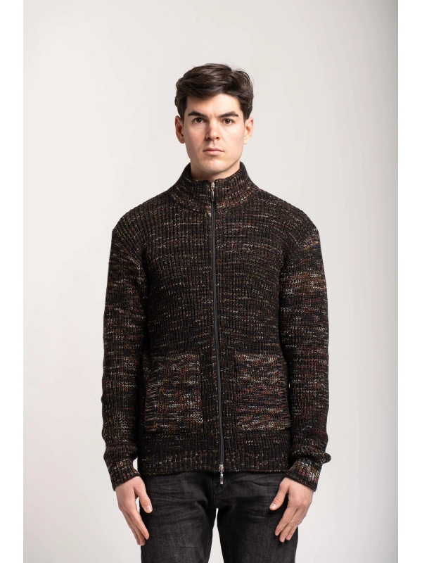 MELANGE ZIP-UP SWEATER