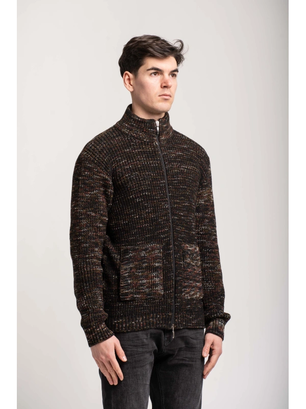 MELANGE ZIP-UP SWEATER