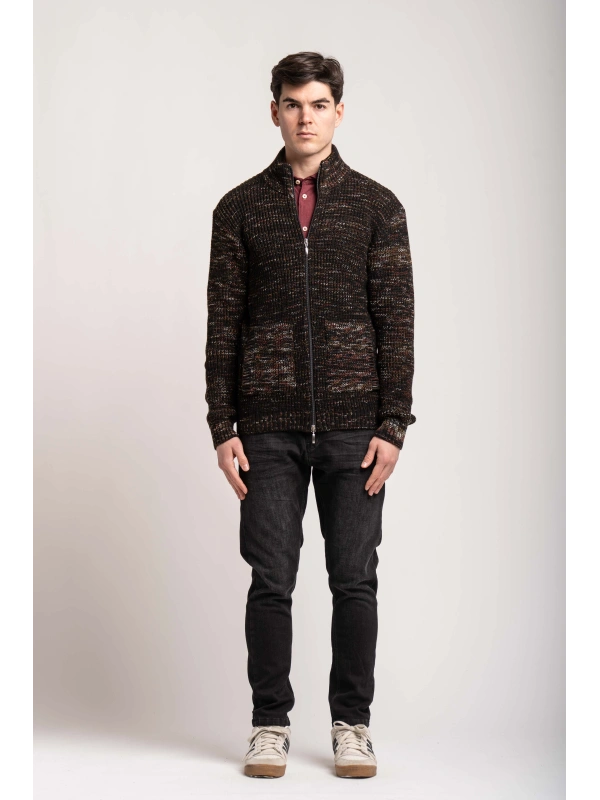 MELANGE ZIP-UP SWEATER