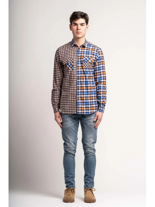 CHECK PATCHWORK SHIRT