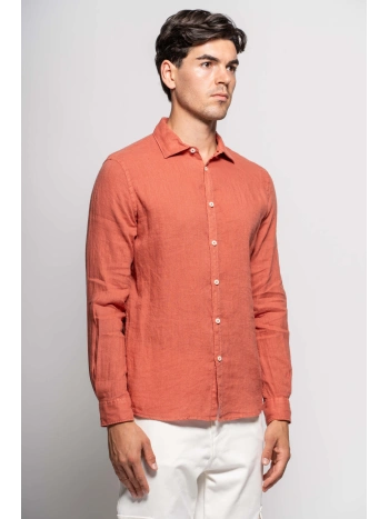 CAMICIA COLLETTO LINO ARMY GREEN