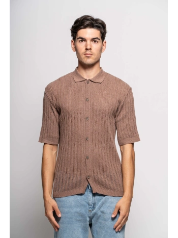 FLOWER RIBBED KNIT SHIRT