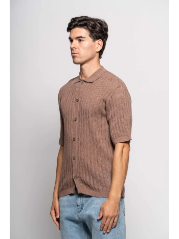FLOWER RIBBED KNIT SHIRT