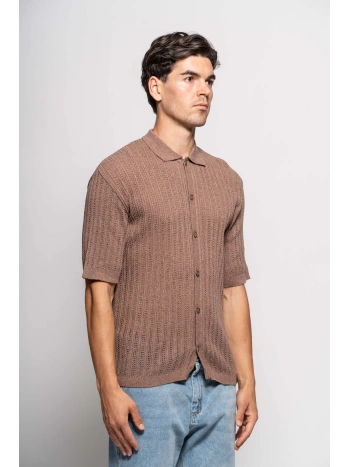 FLOWER RIBBED KNIT SHIRT