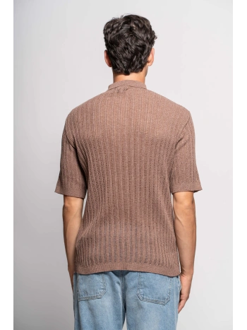 FLOWER RIBBED KNIT SHIRT