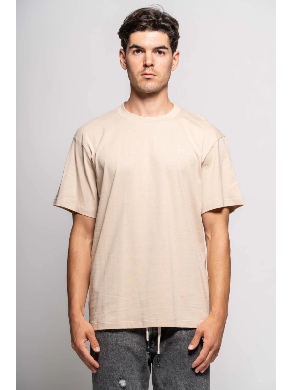 BASIC SEMI-OVER EMBROIDERED T-SHIRT