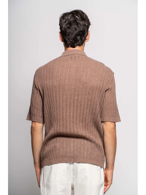 FLOWER RIBBED POLO SHIRT