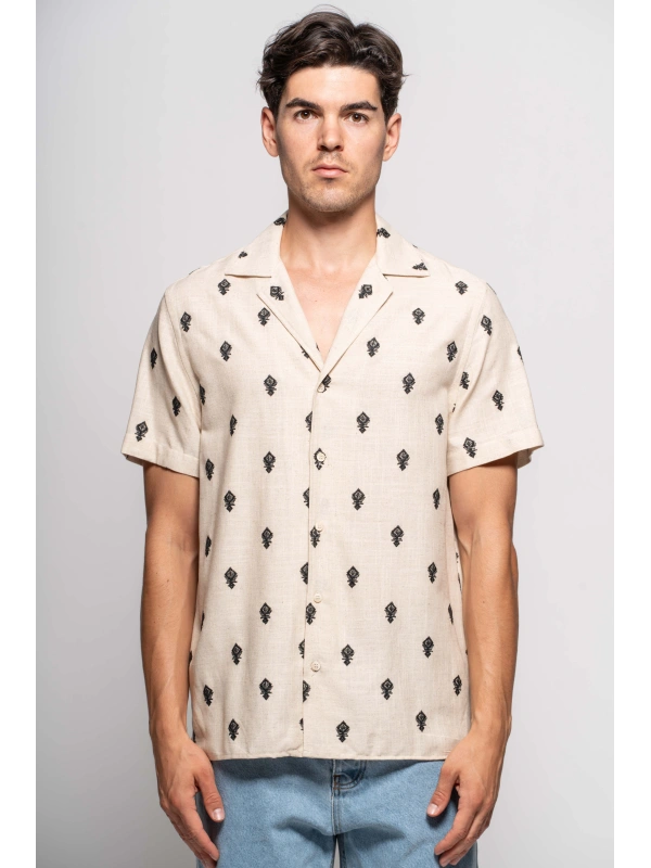 CAMICIA M/M RICAMO ALL OVER