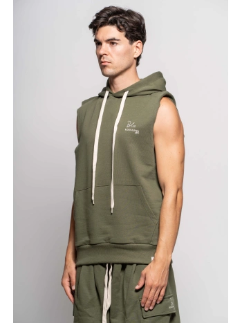 SLEEVELESS HOODED SWEATSHIRT