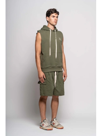 SLEEVELESS HOODED SWEATSHIRT