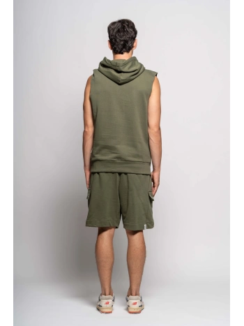 SLEEVELESS HOODED SWEATSHIRT