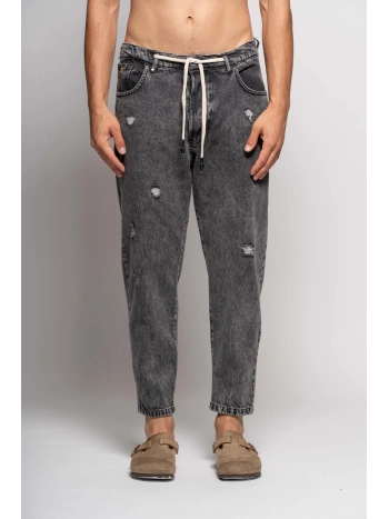 BLACK DRAWSTRING JEANS
