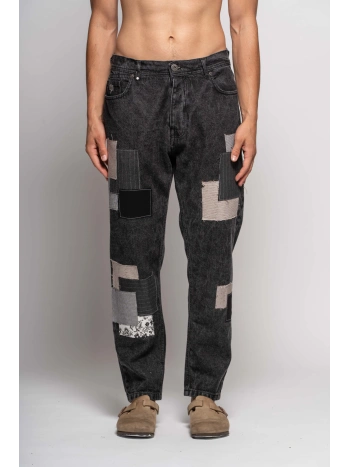 JEANS WITH BLACK PATCHES