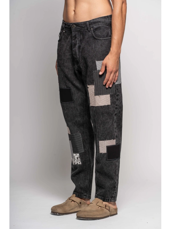JEANS WITH BLACK PATCHES 2