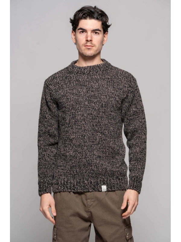 MAGLIA GIROCOLLO MELANGE VERDONE/FANGO
