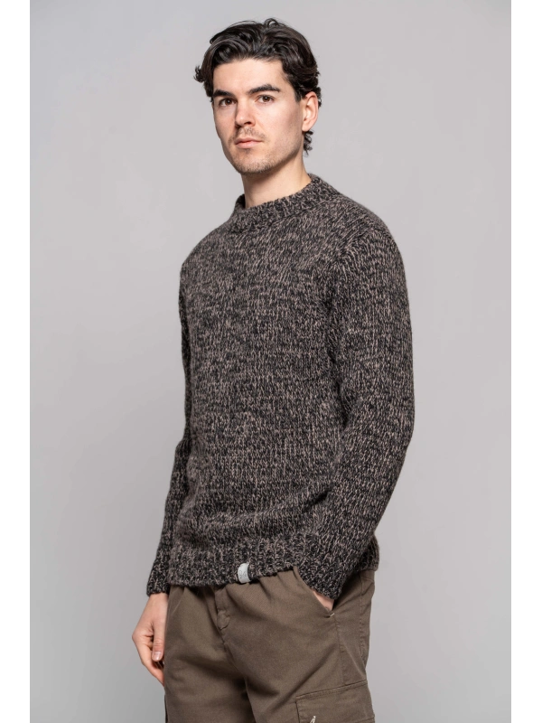 MAGLIA GIROCOLLO MELANGE VERDONE/FANGO