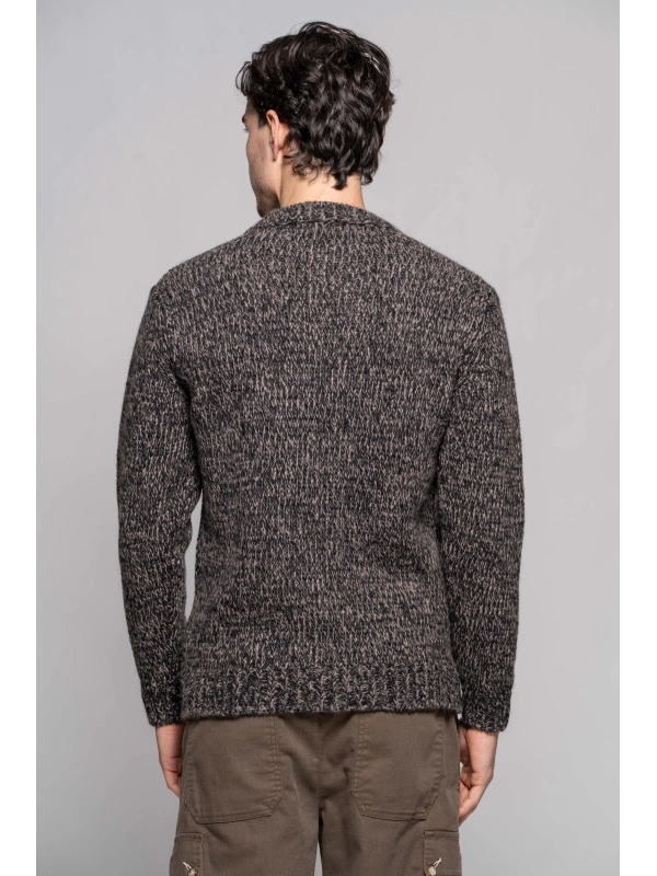 MAGLIA GIROCOLLO MELANGE VERDONE/FANGO