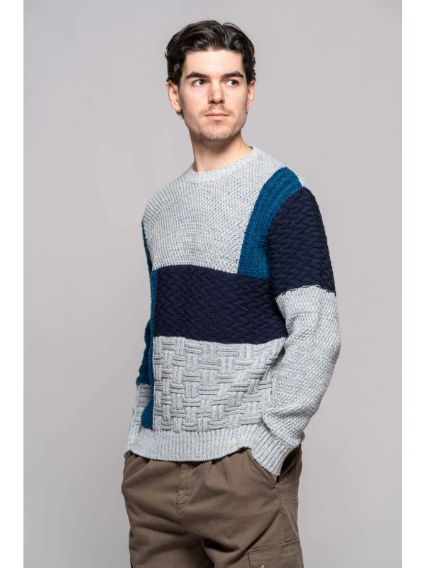 MAGLIA JAQUARD GEOM. BLU 2