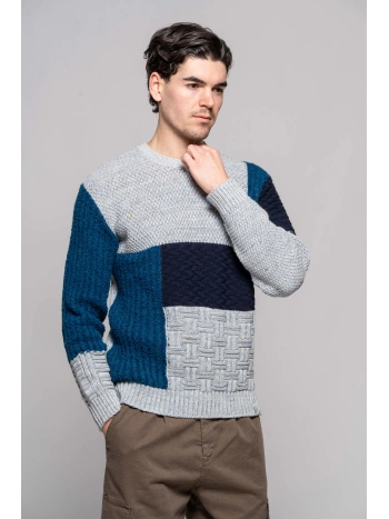 MAGLIA JAQUARD GEOM. BLU