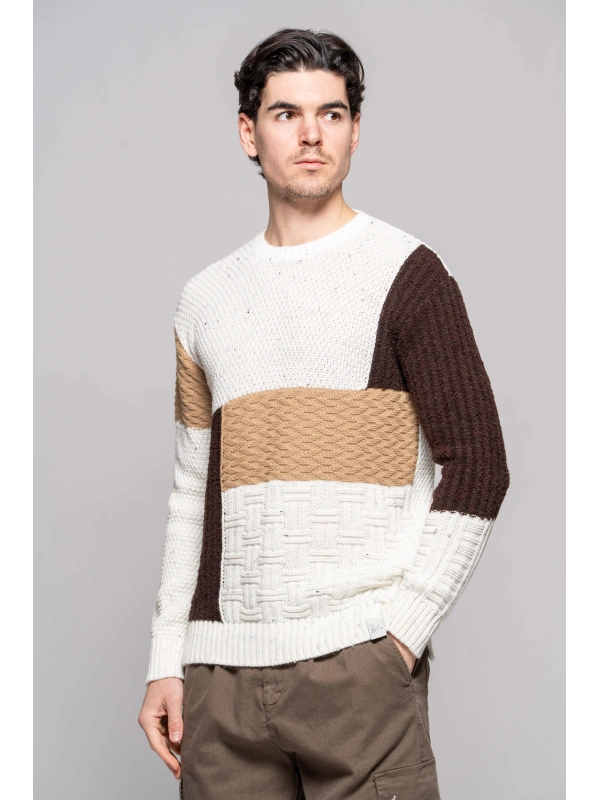 MAGLIA JAQUARD GEOM. BLU