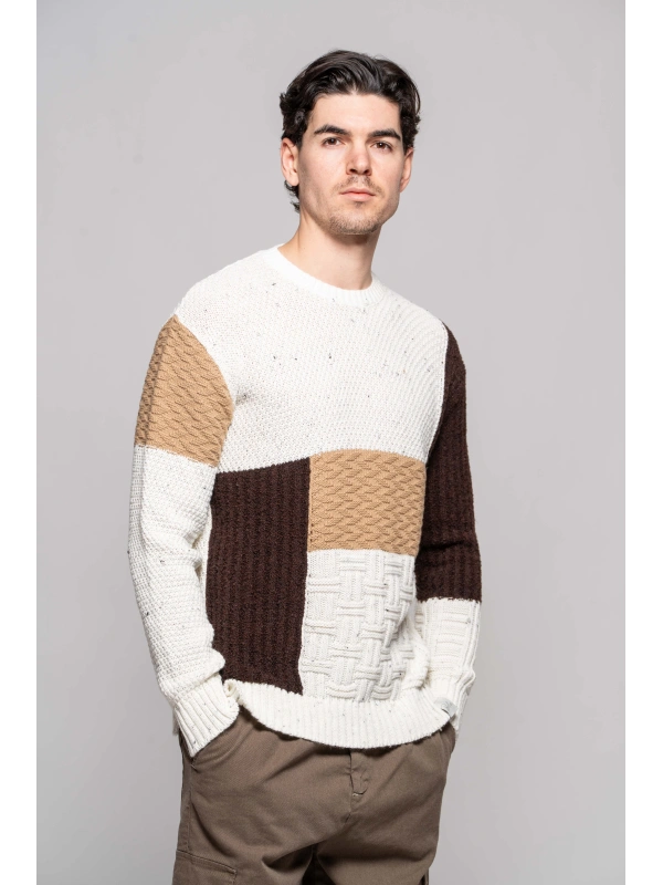 MAGLIA JAQUARD GEOM. BLU