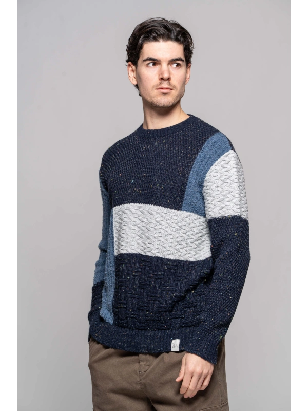 MAGLIA JAQUARD GEOM. BLU