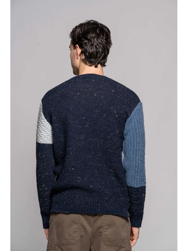 MAGLIA JAQUARD GEOM. BLU