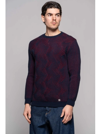 MAGLIA JAQUARD BICOL. BLU/PRUGNA