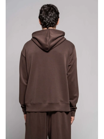 FELPA CAPPUCCIO ZIP MORO