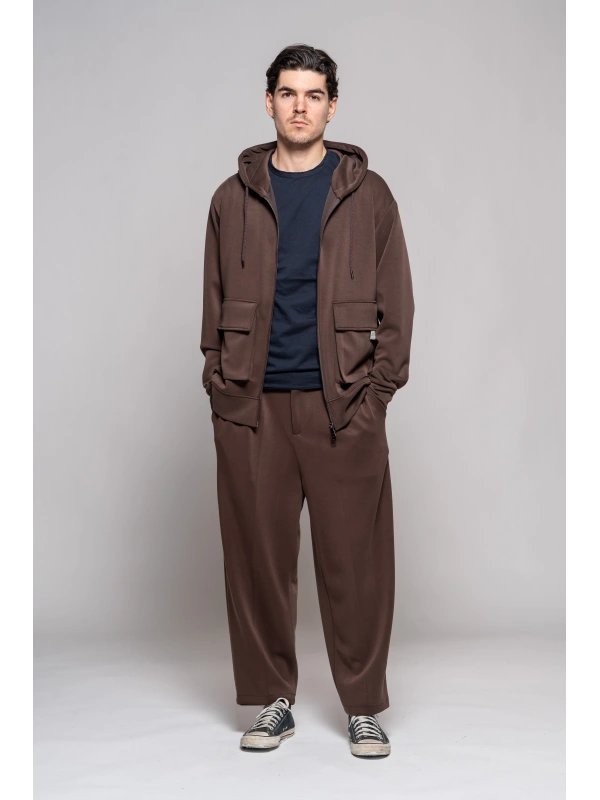 FELPA CAPPUCCIO ZIP MORO