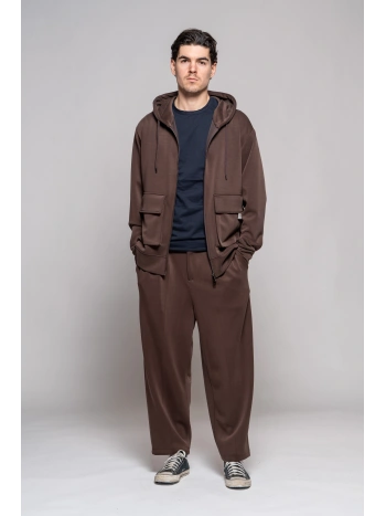 FELPA CAPPUCCIO ZIP MORO
