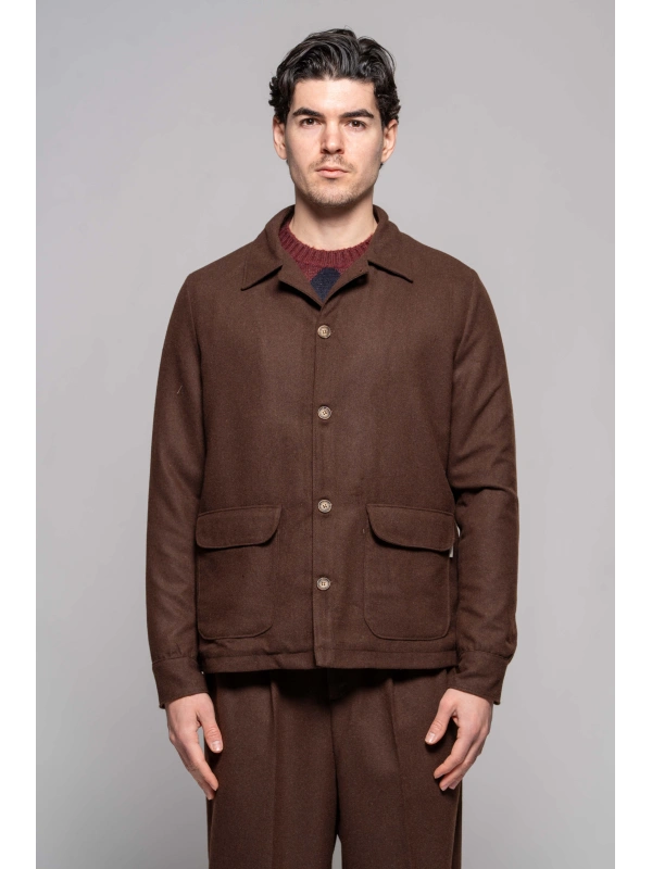 OVERSHIRT LANA VISCOSA MILITARE