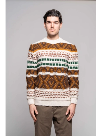 Jacquard Intarsia Round Neck Sweater