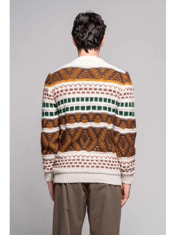 Jacquard Intarsia Round Neck Sweater